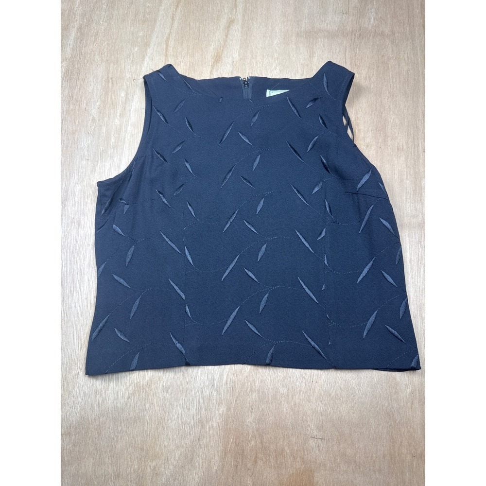 Christy Lynn Black Sleeveless Textured Leaf Pattern Blouse Top Women's Size 12P